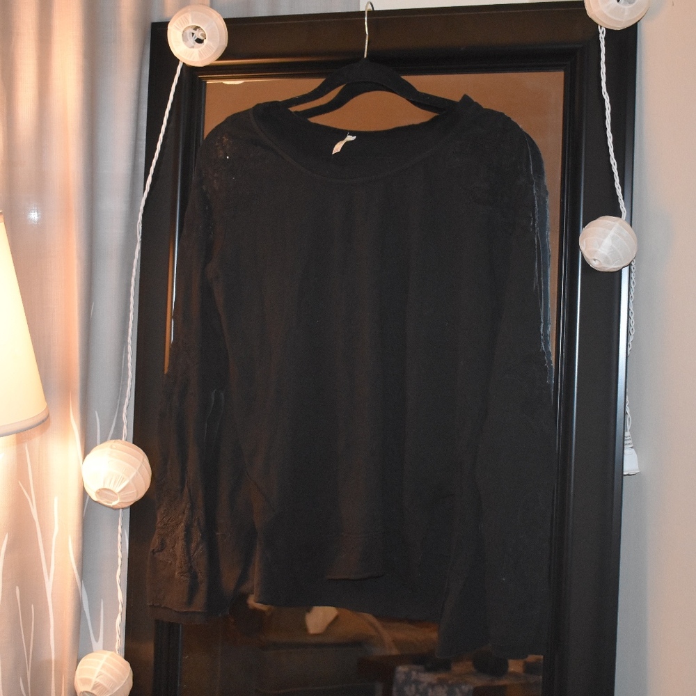 Black lace free people sweater